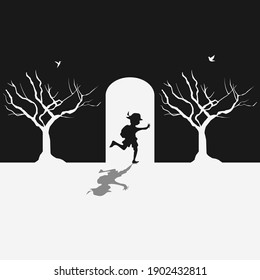 A Kid Running Into A Room Illustration