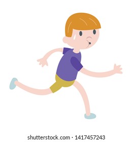 Kid running. Isolated vector illustration. Childish style.