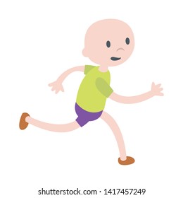 Kid running. Isolated vector illustration. Childish style.