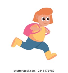 Kid running pose children flat design cartoon illustration available for children book, story book, asset design, banner, web.