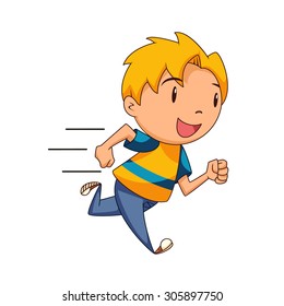 Kid running, vector illustration