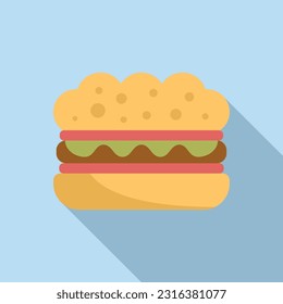 Kid sandwich icon flat vector. School food. Nutrition tray