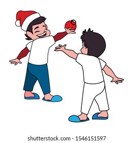 Kid with santas hat design, Merry christmas season decoration card invitation celebration and holiday theme Vector illustration