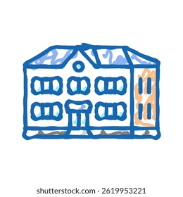 kid school building doodle icon sketch vector. kid school building sign. isolated symbol illustration