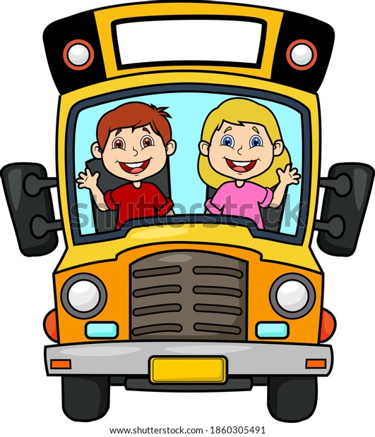 Kid School bus\
vector cartoon\
illustration