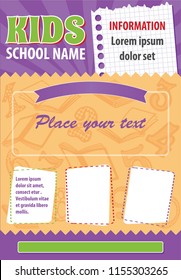 Kid School Flyer, Kid Education Theme, Information Template With Text Blocks, Back To School Flyer Design