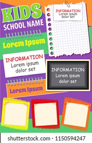 Kid School Flyer, Information template with text blocks, Kid education theme, Back to school flyer design