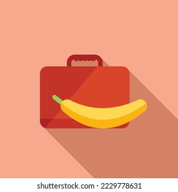 Kid school lunchbox icon flat vector. Dinner food. Meal healthy