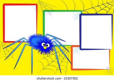 Kid scrapbook with a spider and spiderweb - Photo frames for children