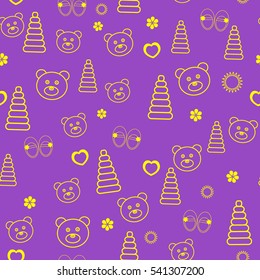 kid seamless pattern pyramid, heart, vector illustration booties