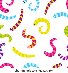 Kid Seamless Vector Pattern With Striped Snakes Or Worms