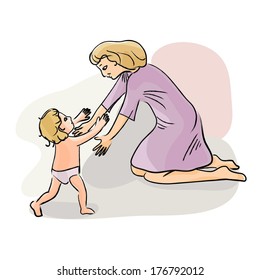 Kid seeks to embrace a mother