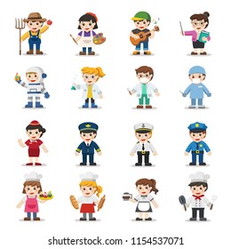 Kid Set of different professions. Vector illustration in a flat style