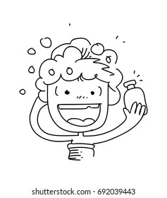 Kid & shampoo,doodle art