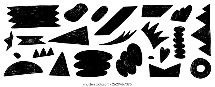 Kid Form geometrischen Buntstift. Figur mit Textur und organischer Form. Geometrie Form naiv y2k Stil mit Stift Textur