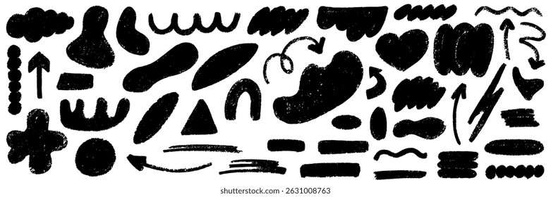 Kid shape geometric crayon. Figure with texture and organic form. Geometry shape naive y2k style with crayon texture