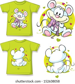 kid shirt with cute mouse printed - isolated on white 