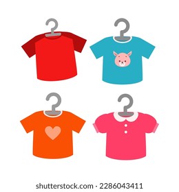 kid shirt with hanger flat design style with good quality