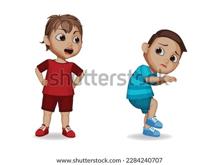 kid shouting on innocent kid illustration