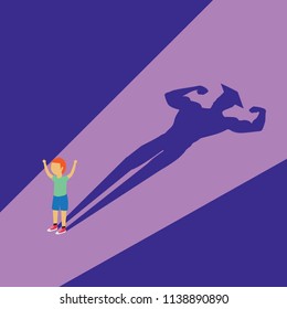 kid showing his strong body shadow