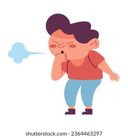 kid sick with cough vector isolated