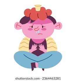 kid sick with flu illustration vector isolated