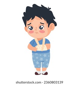 kid sick with plaster isolated icon