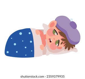 kid sick resting icon isolated