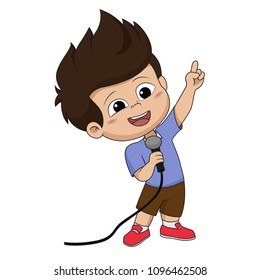 Kid sing a song.vector and illustration.