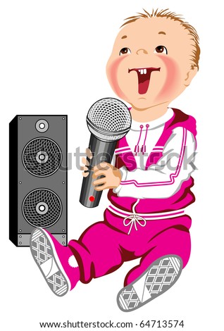 Kid singing into a microphone.