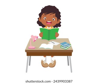 kid sitting on desk working for homework
