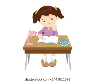 kid sitting on desk working for homework