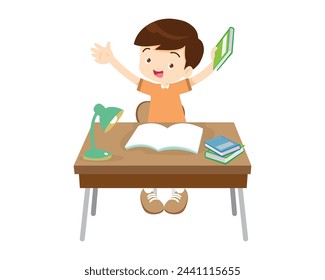 kid sitting on desk working for homework