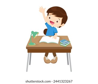 kid sitting on desk working for homework