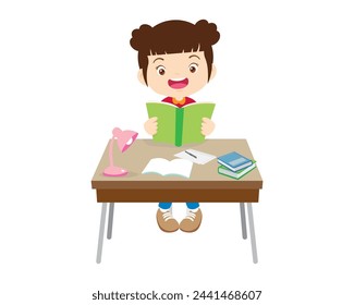 kid sitting on desk working for homework