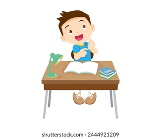 kid sitting on desk working for homework
