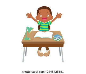 kid sitting on desk working for homework