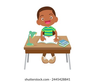 kid sitting on desk working for homework