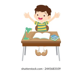 kid sitting on desk working for homework