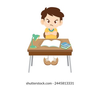 kid sitting on desk working for homework