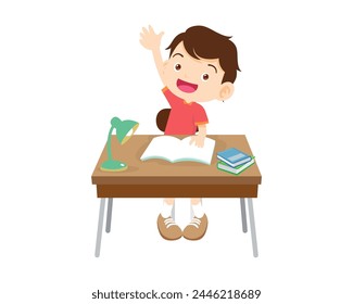 kid sitting on desk working for homework