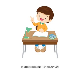 kid sitting on desk working for homework