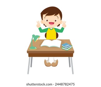 kid sitting on desk working for homework