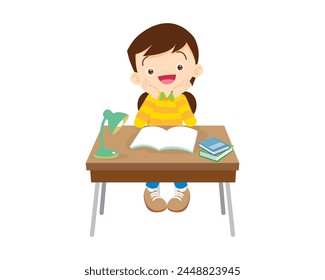 kid sitting on desk working for homework