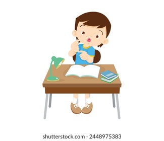 kid sitting on desk working for homework