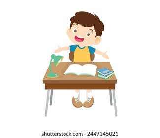 kid sitting on desk working for homework