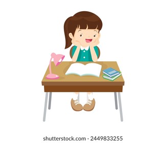 kid sitting on desk working for homework