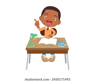 kid sitting on desk working for homework