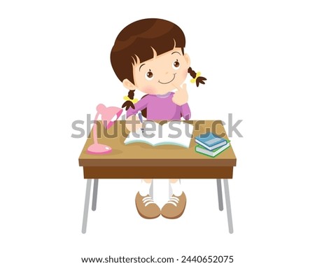 kid sitting on desk working for homework