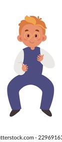 Kid sitting vector flat illustration Play on musical instruments